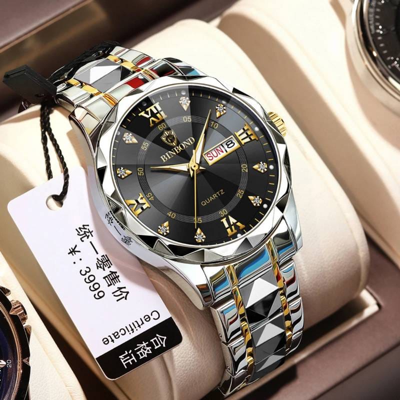 Binbond Luxury Watch (black44)  (১বছর গ্যারান্টি)